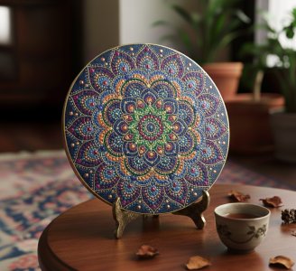 مینی تابلوی ماندالای برجسته طرح رقص نقطه ها