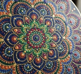 مینی تابلوی ماندالای برجسته طرح رقص نقطه ها