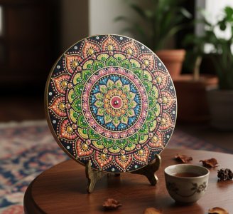مینی تابلوی ماندالای برجسته طرح تپش رنگ