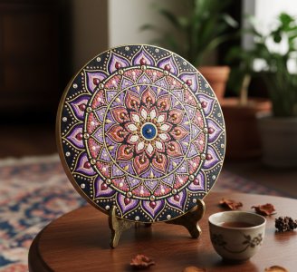 مینی تابلوی ماندالای برجسته طرح چرخ نور