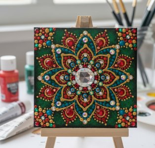 مینی تابلوی ماندالای برجسته طرح زمزد